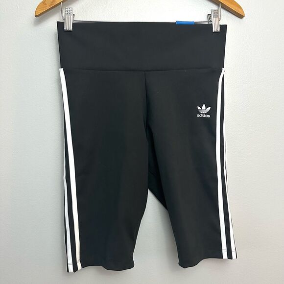 Adidas Originals Black High Waisted Athletic Biker Shorts NWT Size Medium - Picture 3 of 16